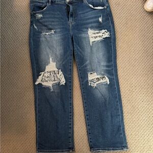 Stylish Distressed Straight Leg Jeans - Blue